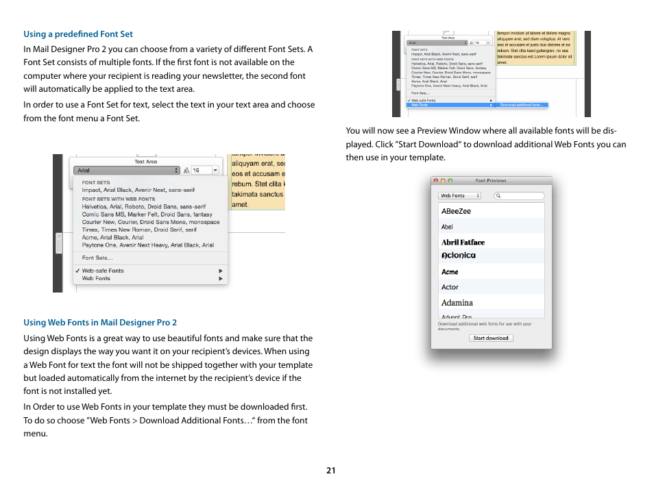 Using a predefined font set | equinux Mail Designer Pro 2 User Manual | Page 21 / 50