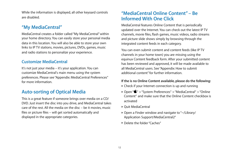 My mediacentral, Auto-sorting of optical media | equinux MediaCentral 2.8.10 User Manual | Page 12 / 46