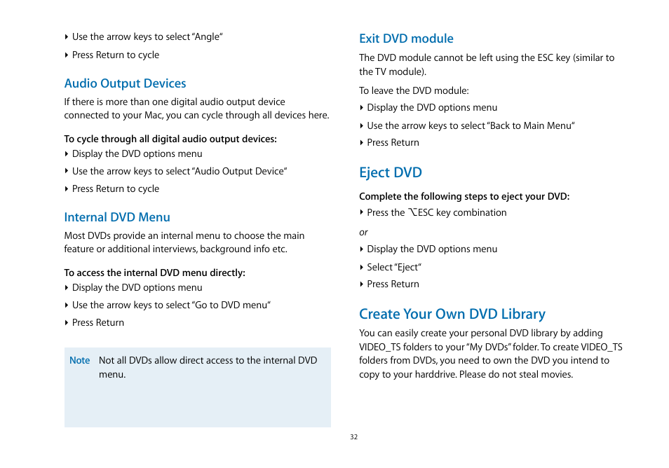 Eject dvd, Create your own dvd library | equinux MediaCentral 2.8.10 User Manual | Page 32 / 46