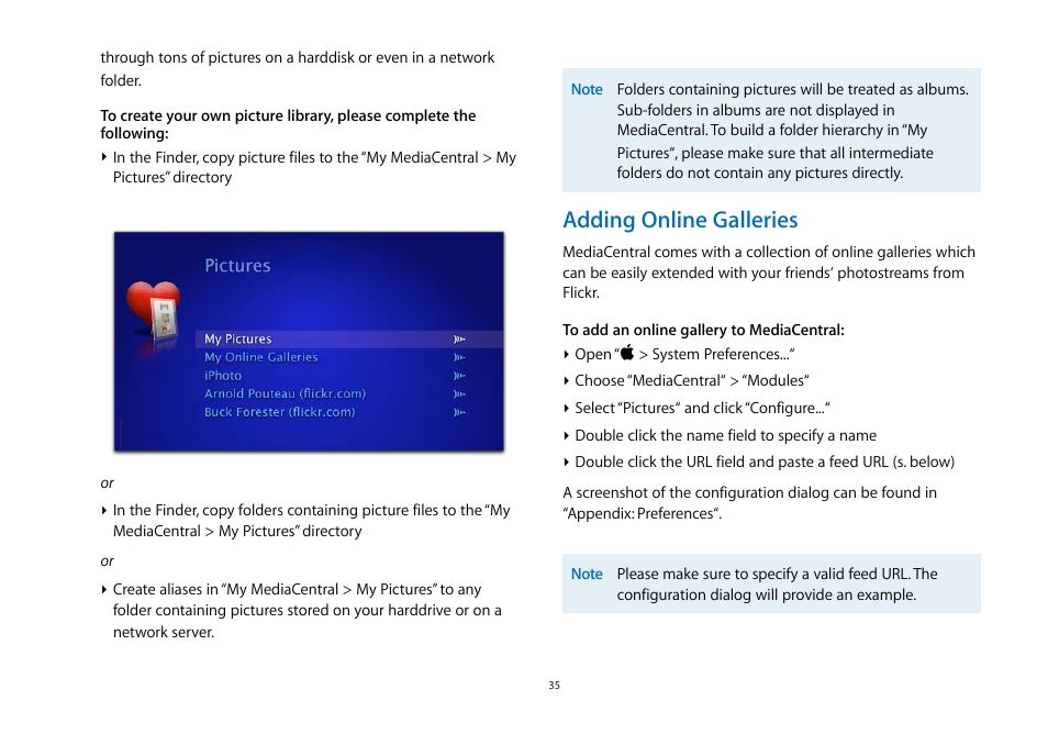 Adding online galleries | equinux MediaCentral 2.8.10 User Manual | Page 35 / 46