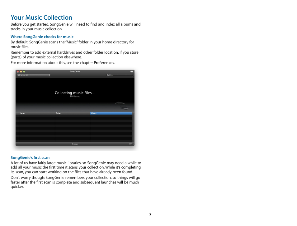 Your music collection | equinux SongGenie 1.2.1 User Manual | Page 7 / 15