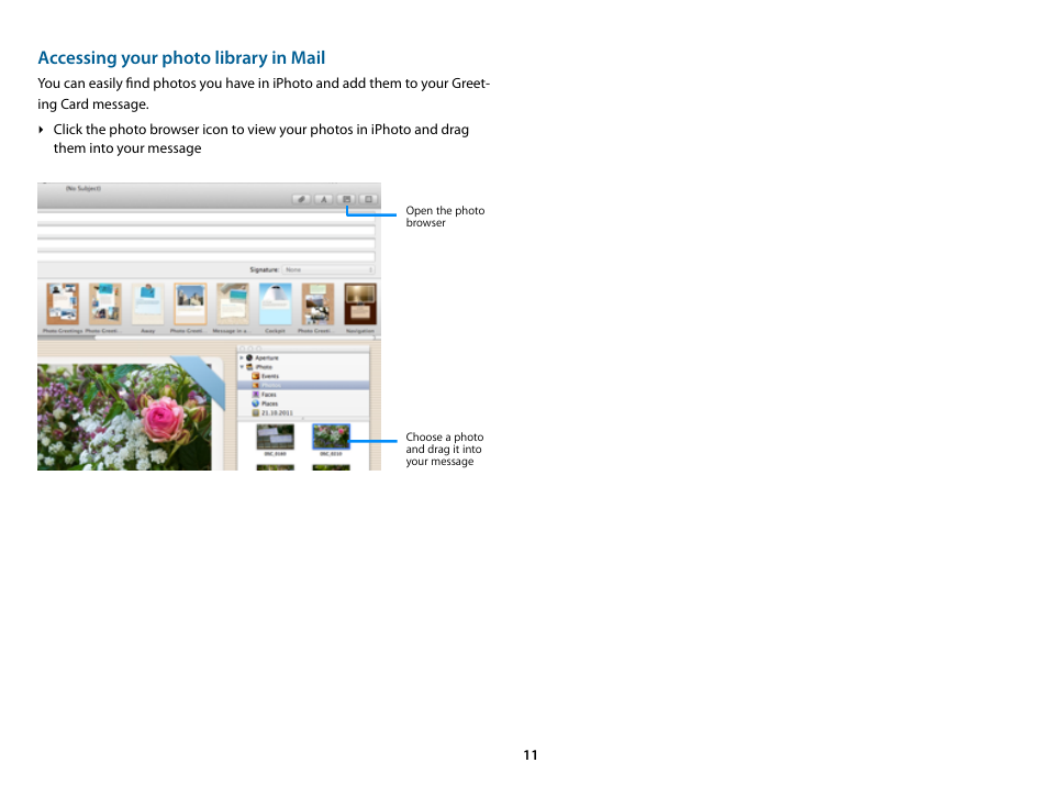 Accessing your photo library in mail | equinux Stationery Greeting Cards 2.21.0 User Manual | Page 11 / 13