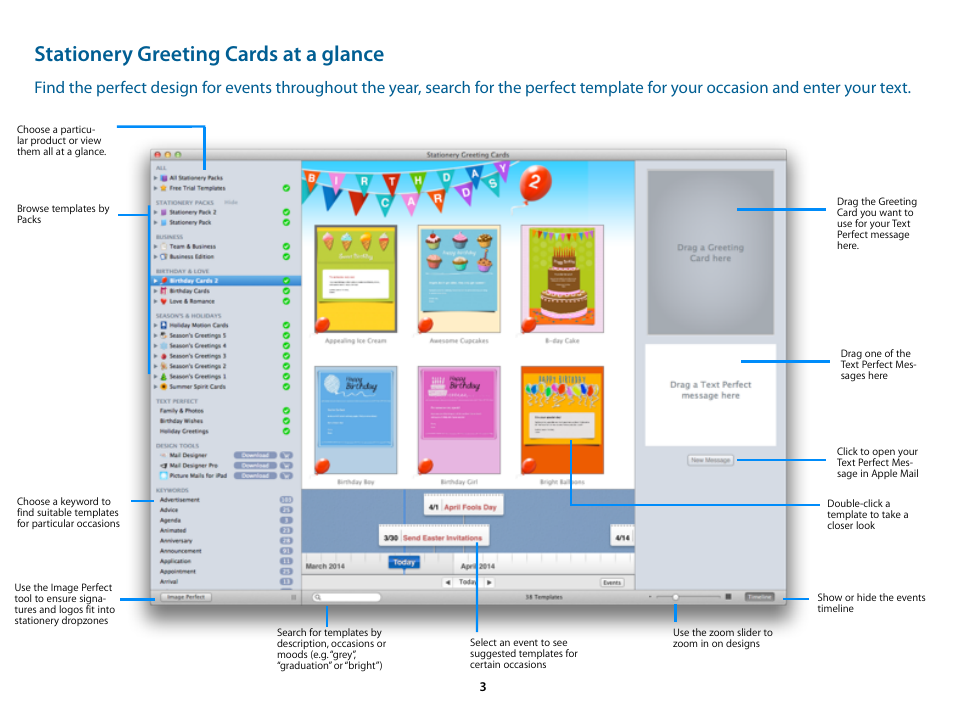 Stationery greeting cards at a glance | equinux Stationery Greeting Cards 2.21.0 User Manual | Page 3 / 13