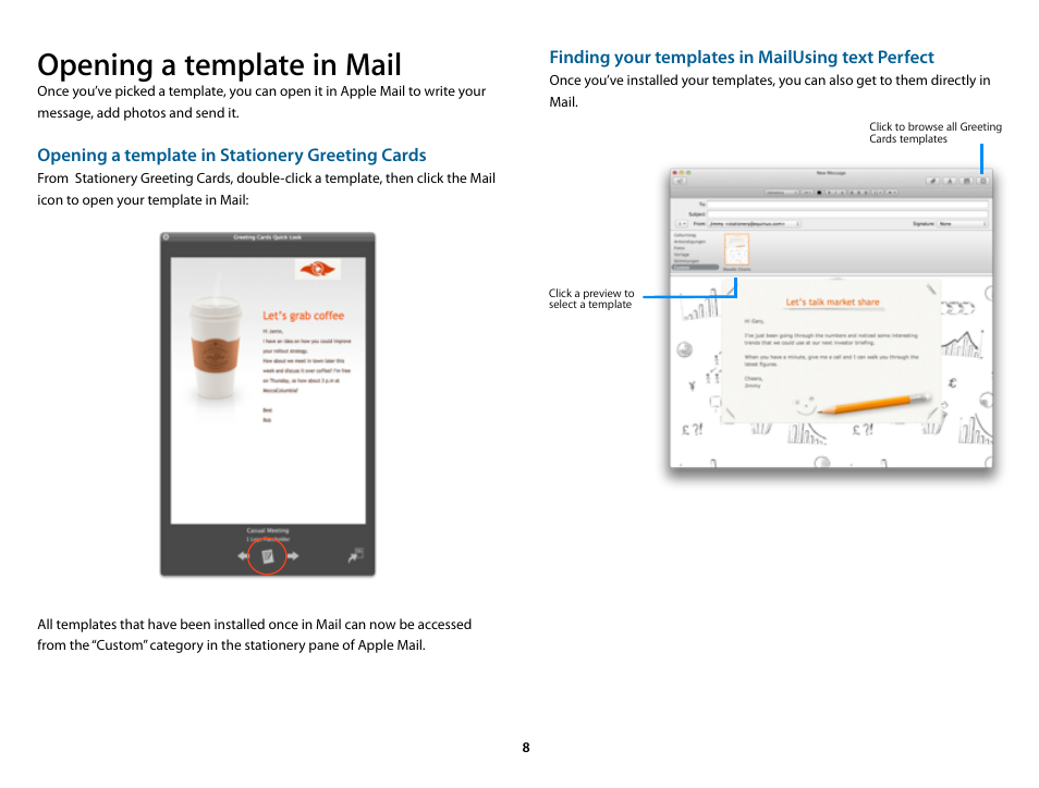Opening a template in mail | equinux Stationery Greeting Cards 2.21.0 User Manual | Page 8 / 13