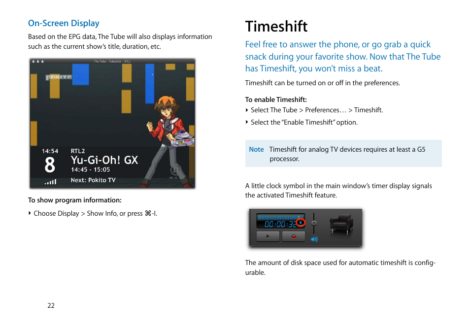 Timeshift | equinux The Tube 2.11.4 User Manual | Page 22 / 58