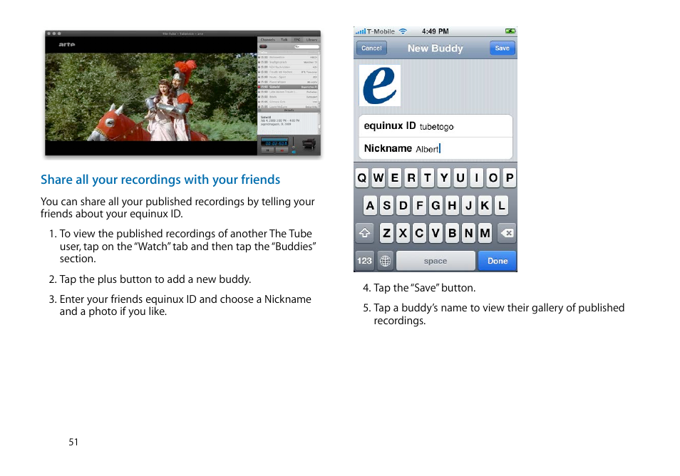 Share all your recordings with your friends 51 | equinux The Tube 2.11.4 User Manual | Page 51 / 58