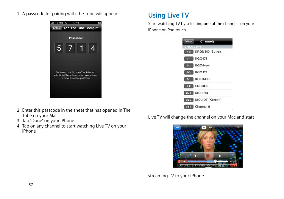 Using live tv | equinux The Tube 2.11.4 User Manual | Page 57 / 58