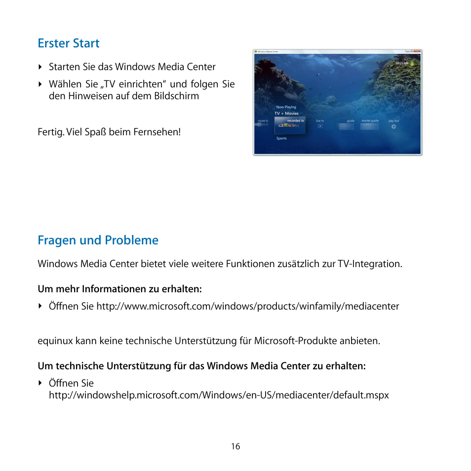 Erster start, Fragen und probleme | equinux TubeStick User Manual | Page 16 / 24