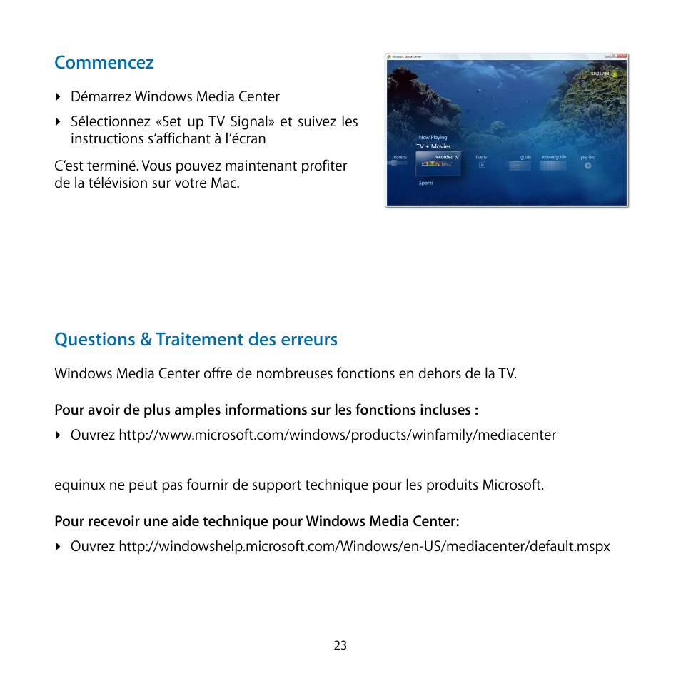Commencez, Questions & traitement des erreurs | equinux TubeStick User Manual | Page 23 / 24