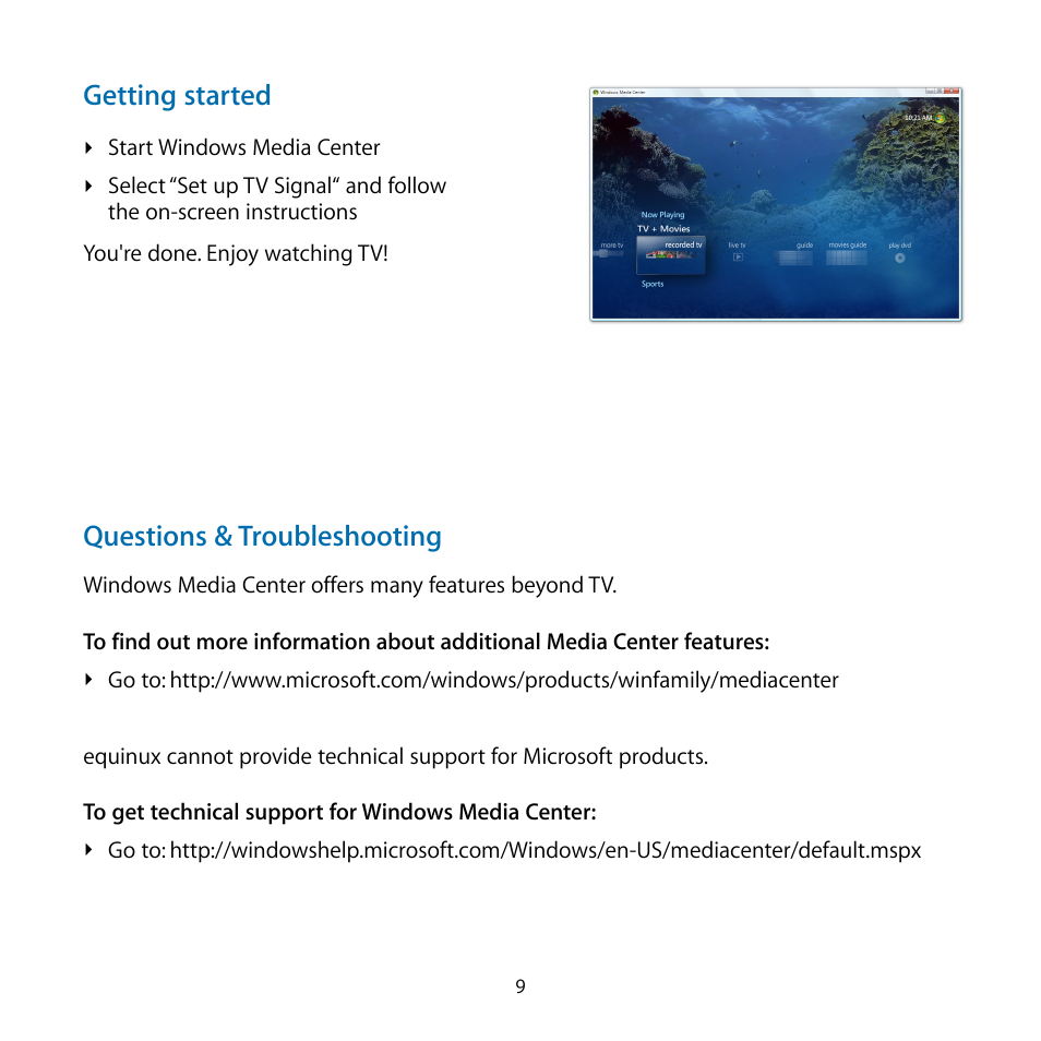 Getting started, Questions & troubleshooting | equinux TubeStick User Manual | Page 9 / 24