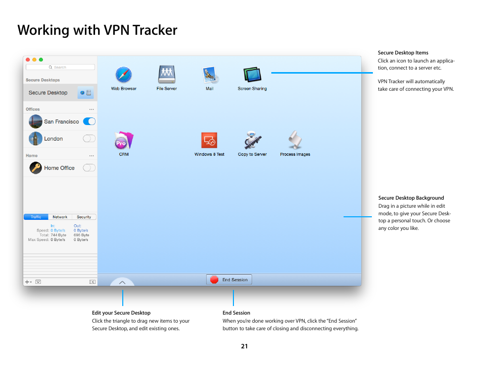 Working with vpn tracker | equinux VPN Tracker 8.1.1 User Manual | Page 21 / 83