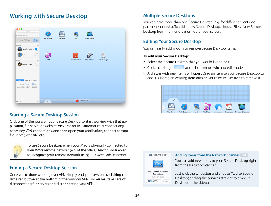Working with secure desktop | equinux VPN Tracker 8.1.1 User Manual | Page 24 / 83