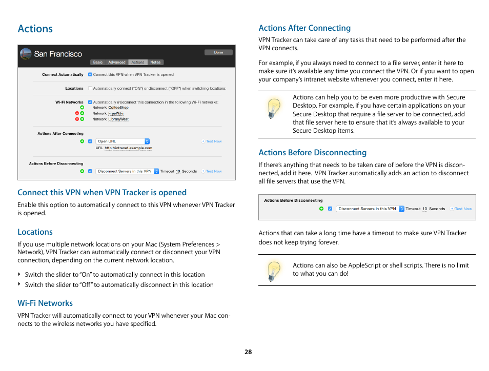 Actions | equinux VPN Tracker 8.1.1 User Manual | Page 28 / 83