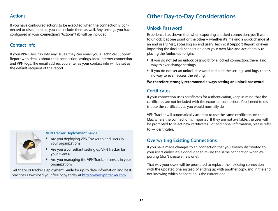 Other day-to-day considerations | equinux VPN Tracker 8.1.1 User Manual | Page 37 / 83
