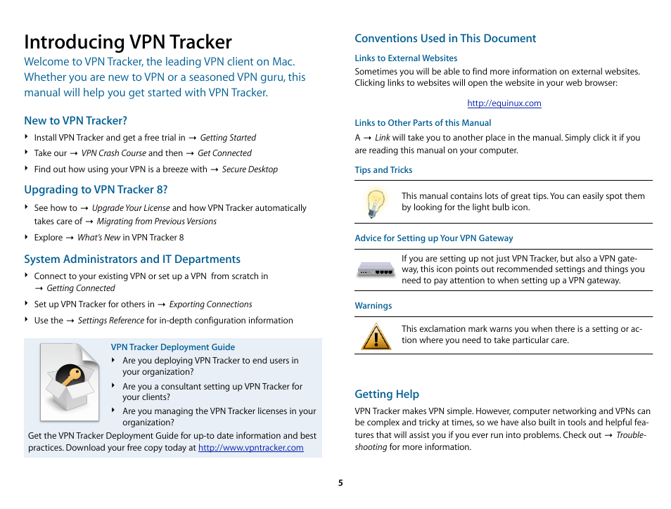 Introducing vpn tracker | equinux VPN Tracker 8.1.1 User Manual | Page 5 / 83