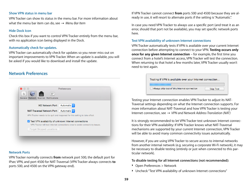 Network preferences | equinux VPN Tracker 8.1.1 User Manual | Page 59 / 83