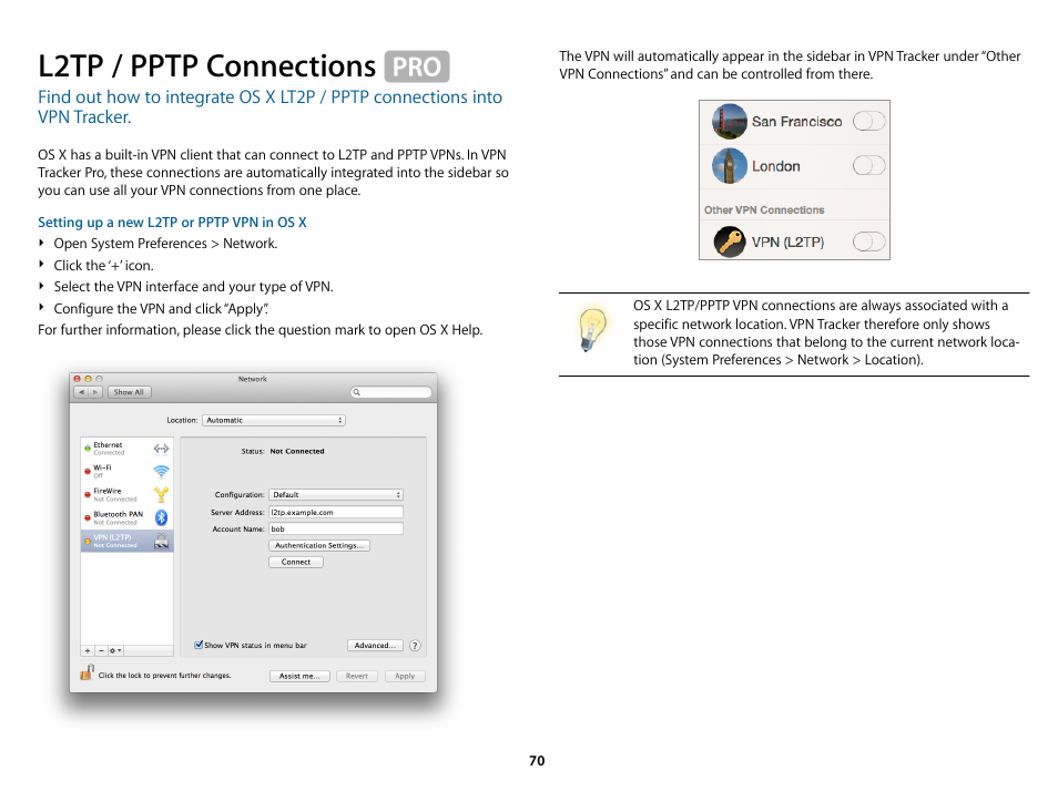 L2tp / pptp connections | equinux VPN Tracker 8.1.1 User Manual | Page 70 / 83