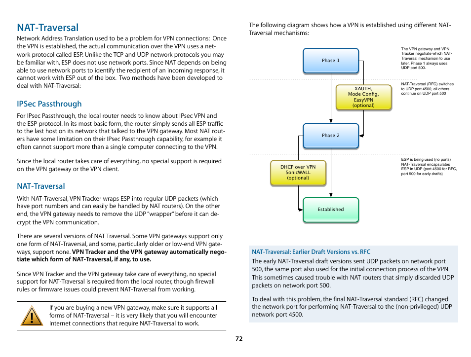Nat-traversal, Ipsec passthrough | equinux VPN Tracker 8.1.1 User Manual | Page 72 / 83