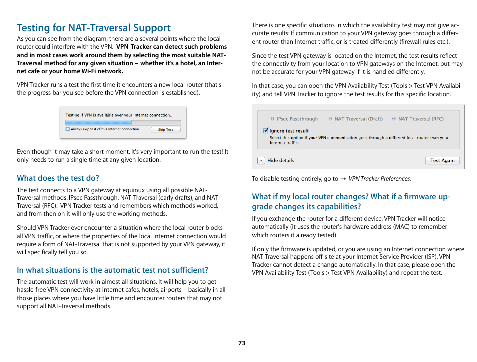 Testing for nat-traversal support | equinux VPN Tracker 8.1.1 User Manual | Page 73 / 83