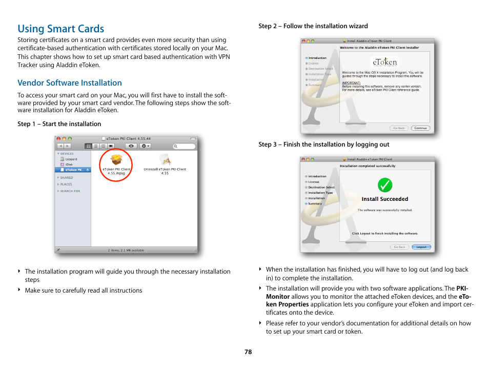 Using smart cards | equinux VPN Tracker 8.1.1 User Manual | Page 78 / 83