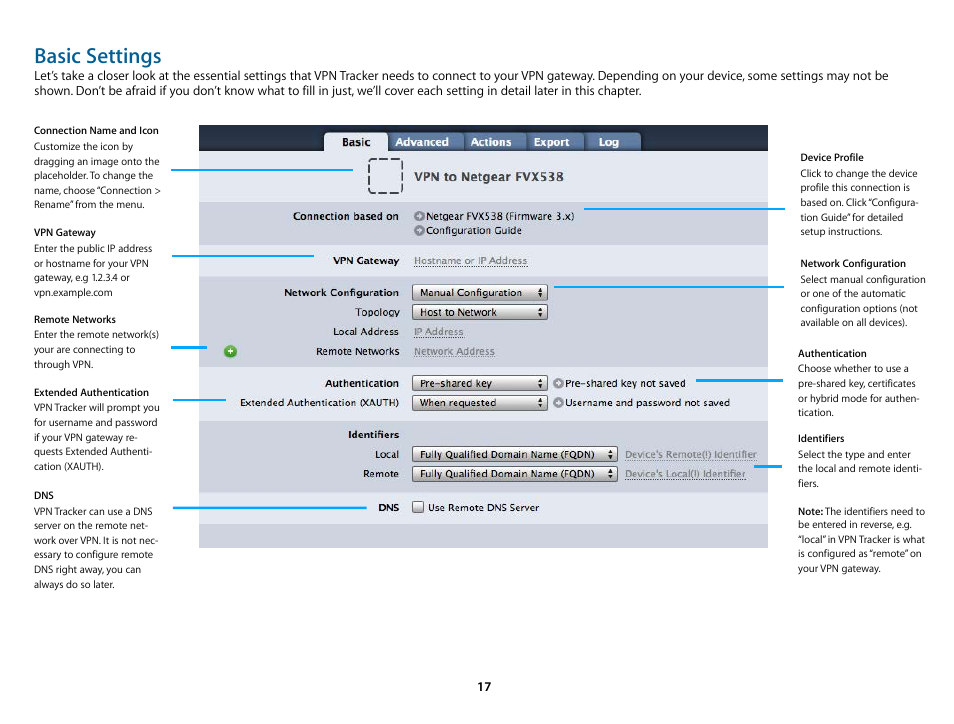 Basic settings | equinux VPN Tracker 6.4.6 User Manual | Page 17 / 78