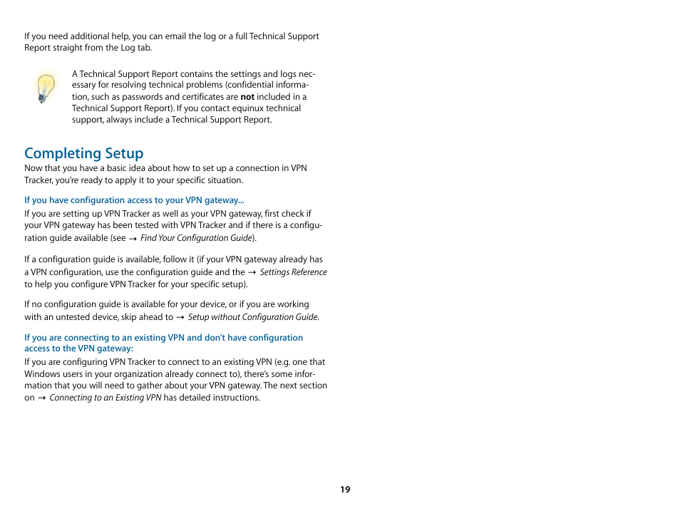 Completing setup | equinux VPN Tracker 6.4.6 User Manual | Page 19 / 78