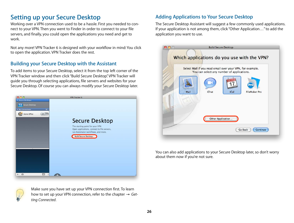 Setting up your secure desktop | equinux VPN Tracker 6.4.6 User Manual | Page 26 / 78