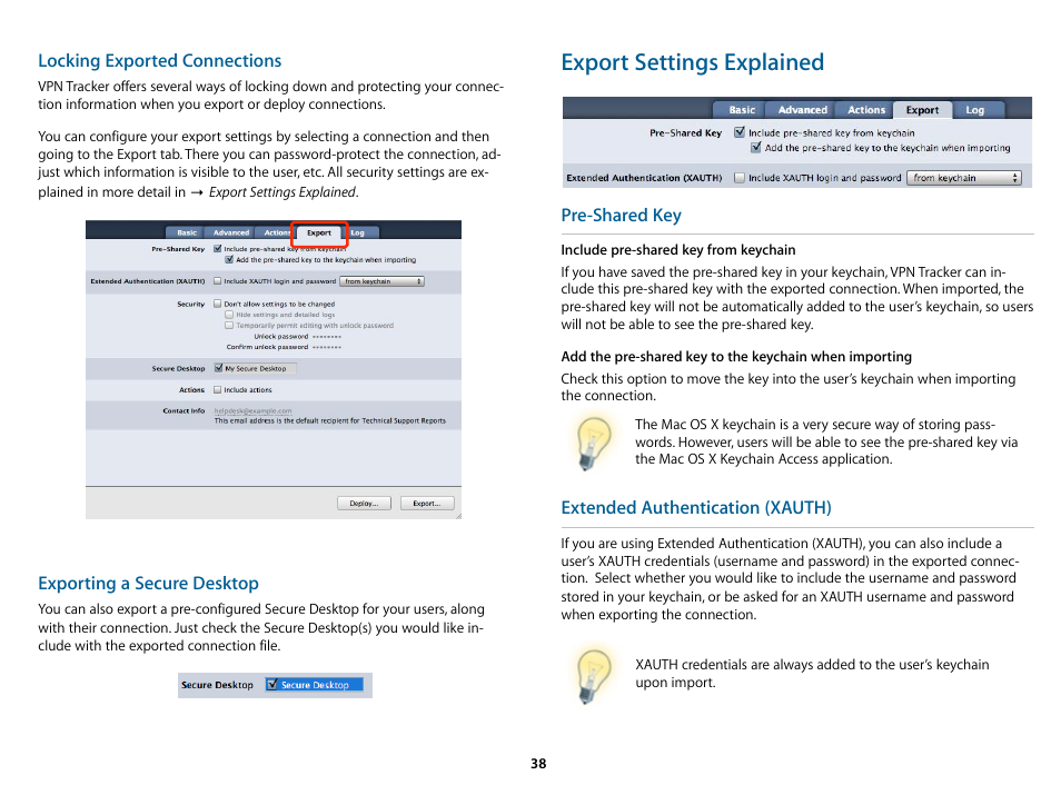Export settings explained | equinux VPN Tracker 6.4.6 User Manual | Page 38 / 78