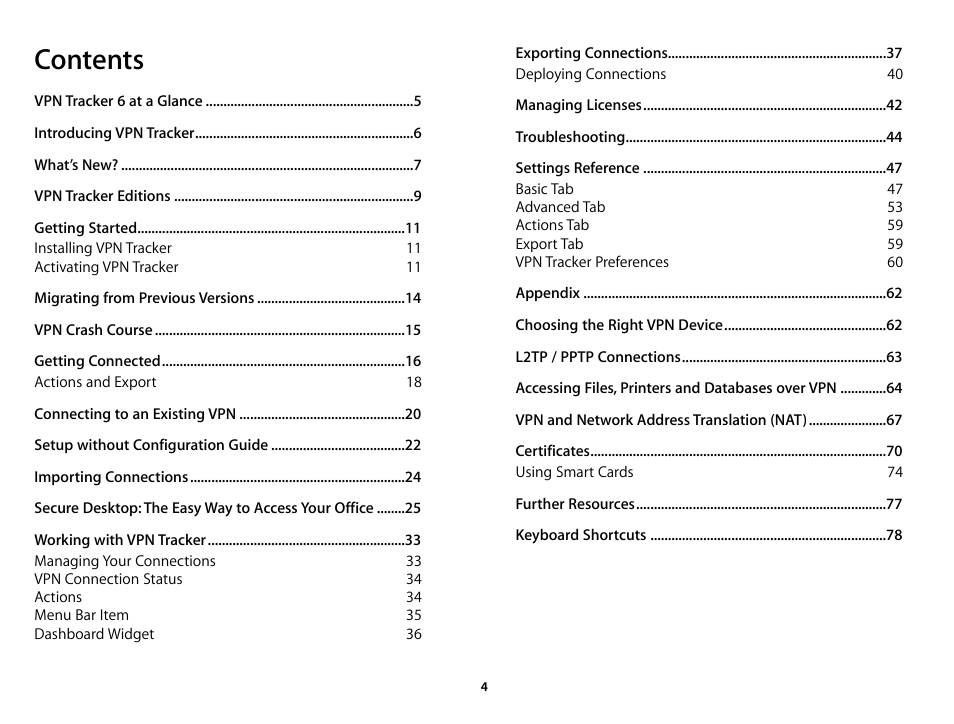 equinux VPN Tracker 6.4.6 User Manual | Page 4 / 78