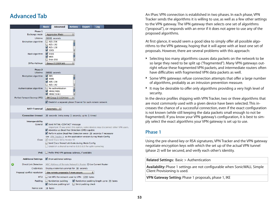 Advanced tab | equinux VPN Tracker 6.4.6 User Manual | Page 53 / 78