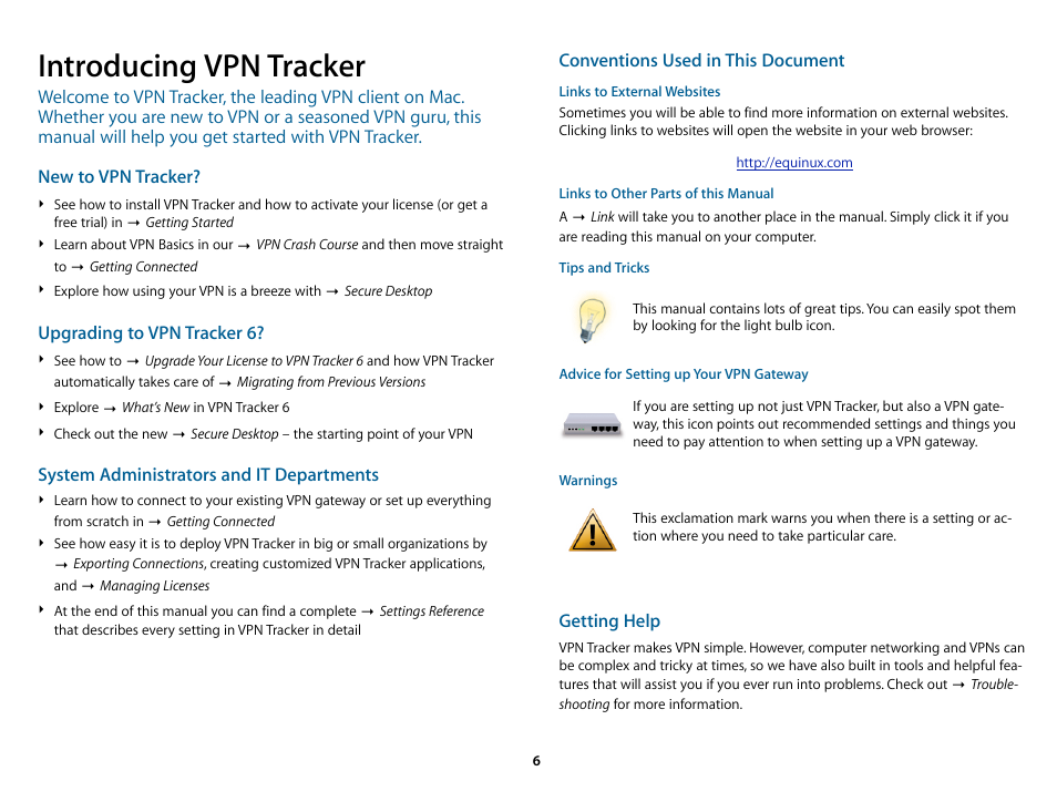 Introducing vpn tracker | equinux VPN Tracker 6.4.6 User Manual | Page 6 / 78