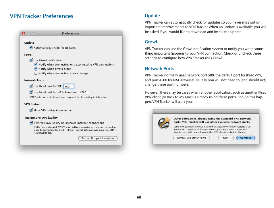 Vpn tracker preferences | equinux VPN Tracker 6.4.6 User Manual | Page 60 / 78