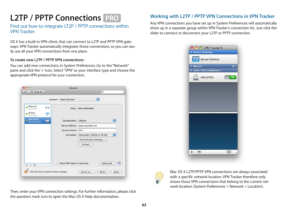 L2tp / pptp connections, Please see, L2tp / pptp | equinux VPN Tracker 6.4.6 User Manual | Page 63 / 78