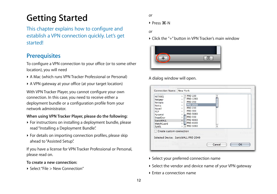 Getting started, Prerequisites | equinux VPN Tracker 5.4.4 User Manual | Page 12 / 47