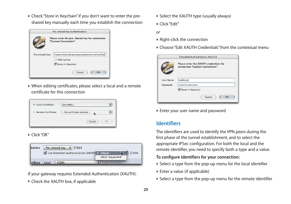 Identifiers | equinux VPN Tracker 5.4.4 User Manual | Page 29 / 47