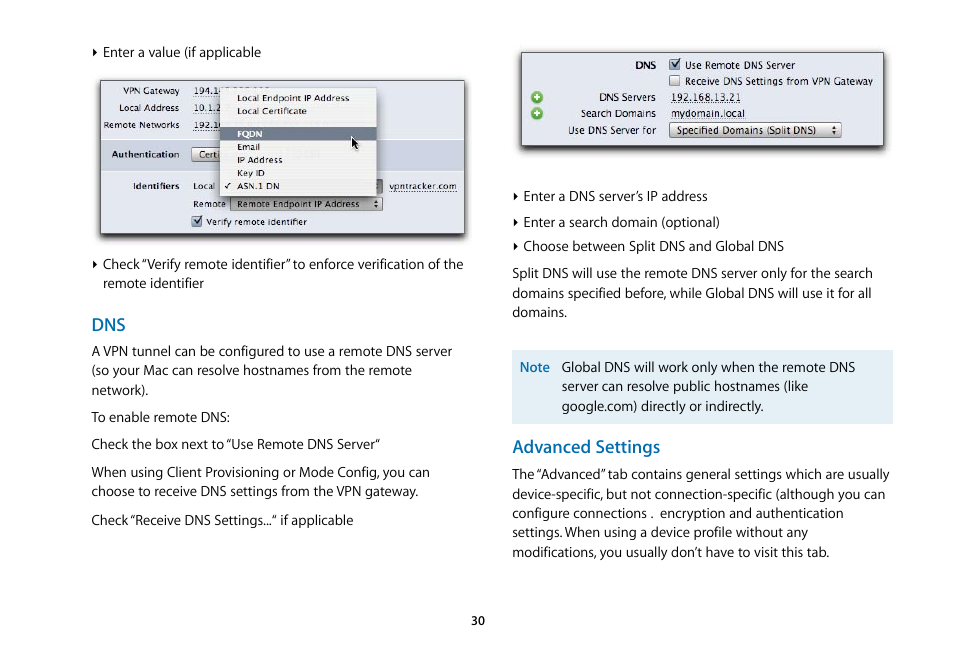 Advanced settings | equinux VPN Tracker 5.4.4 User Manual | Page 30 / 47