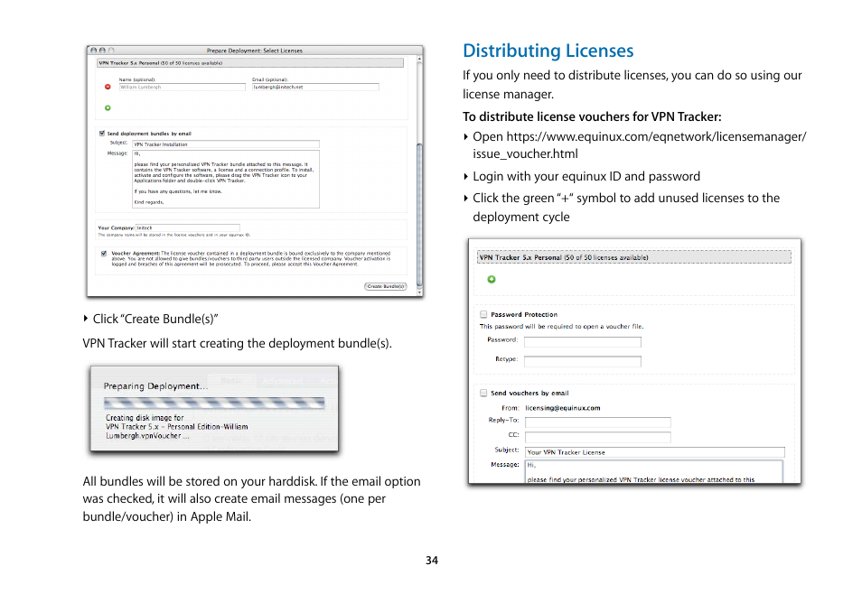 Distributing licenses | equinux VPN Tracker 5.4.4 User Manual | Page 34 / 47