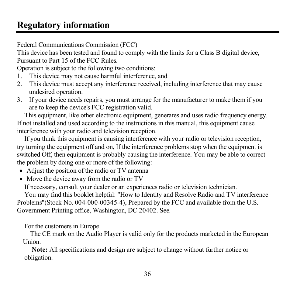 Regulatory information | Hyundai H-F2561 User Manual | Page 36 / 78