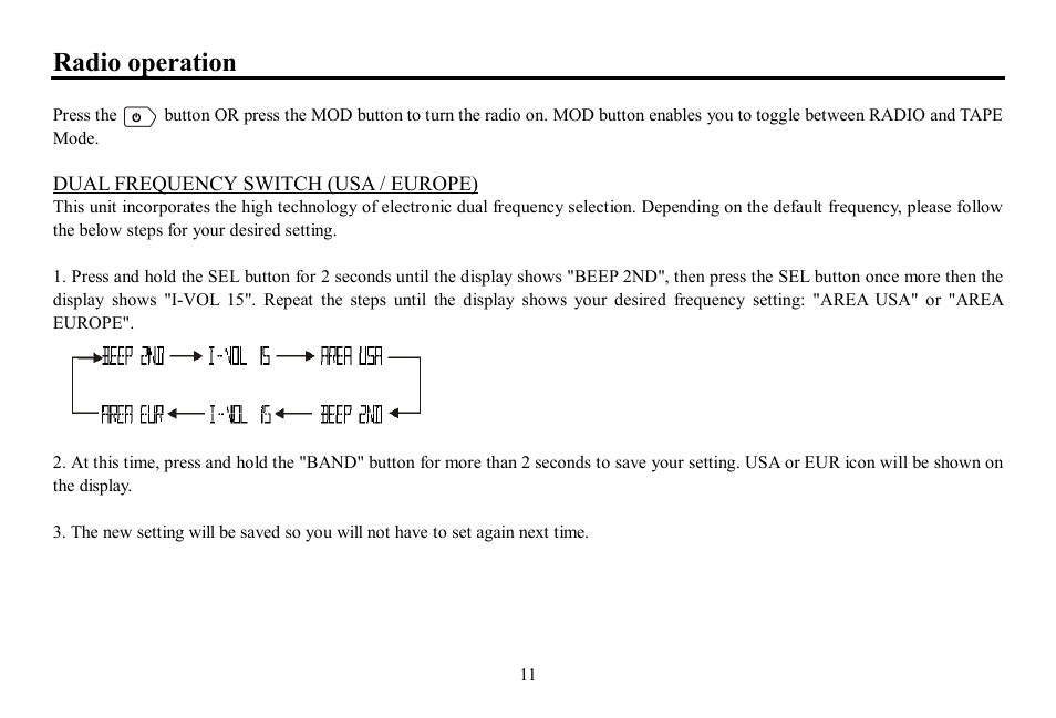 Radio operation | Hyundai H-CCR8080 User Manual | Page 11 / 32