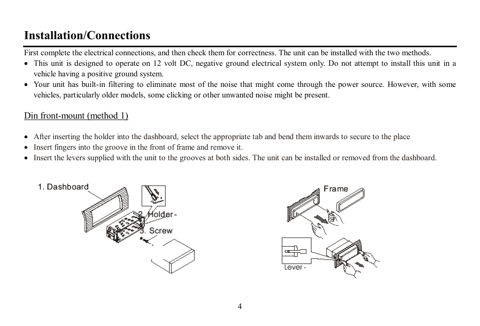 Installation/connections | Hyundai H-CCR8080 User Manual | Page 4 / 32