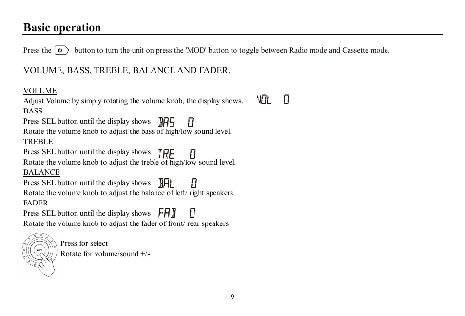 Basic operation | Hyundai H-CCR8080 User Manual | Page 9 / 32