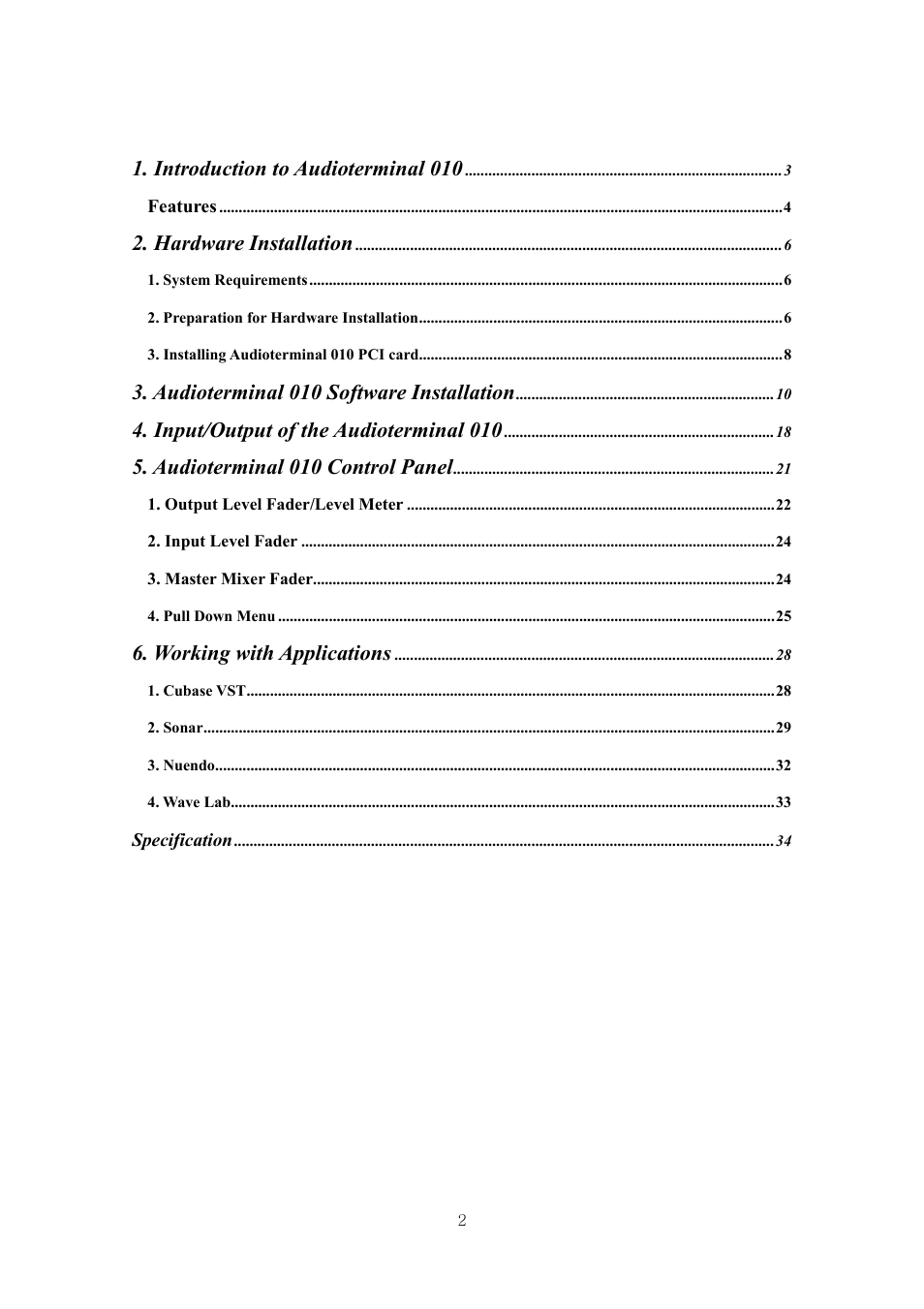 ESI Audioterminal 010 User Manual | 33 pages