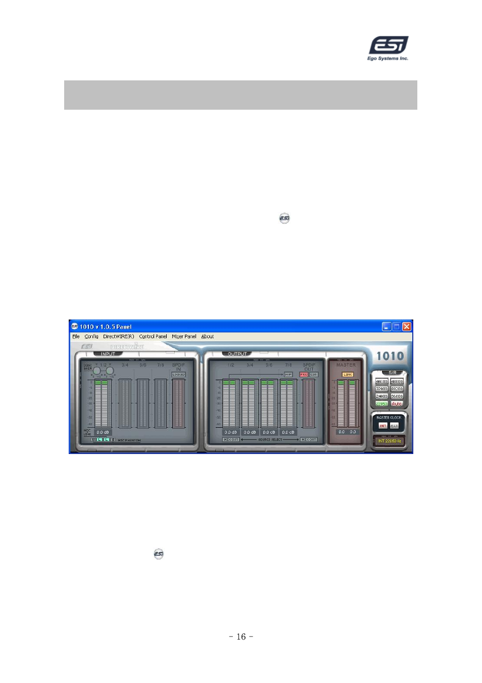 Esp1010 panel | ESI ESP1010 User Manual | Page 16 / 30
