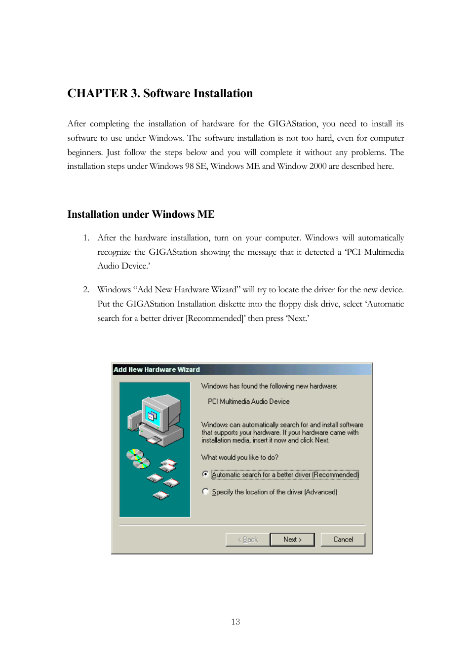 Chapter 3. software installation | ESI GigaStation User Manual | Page 14 / 37