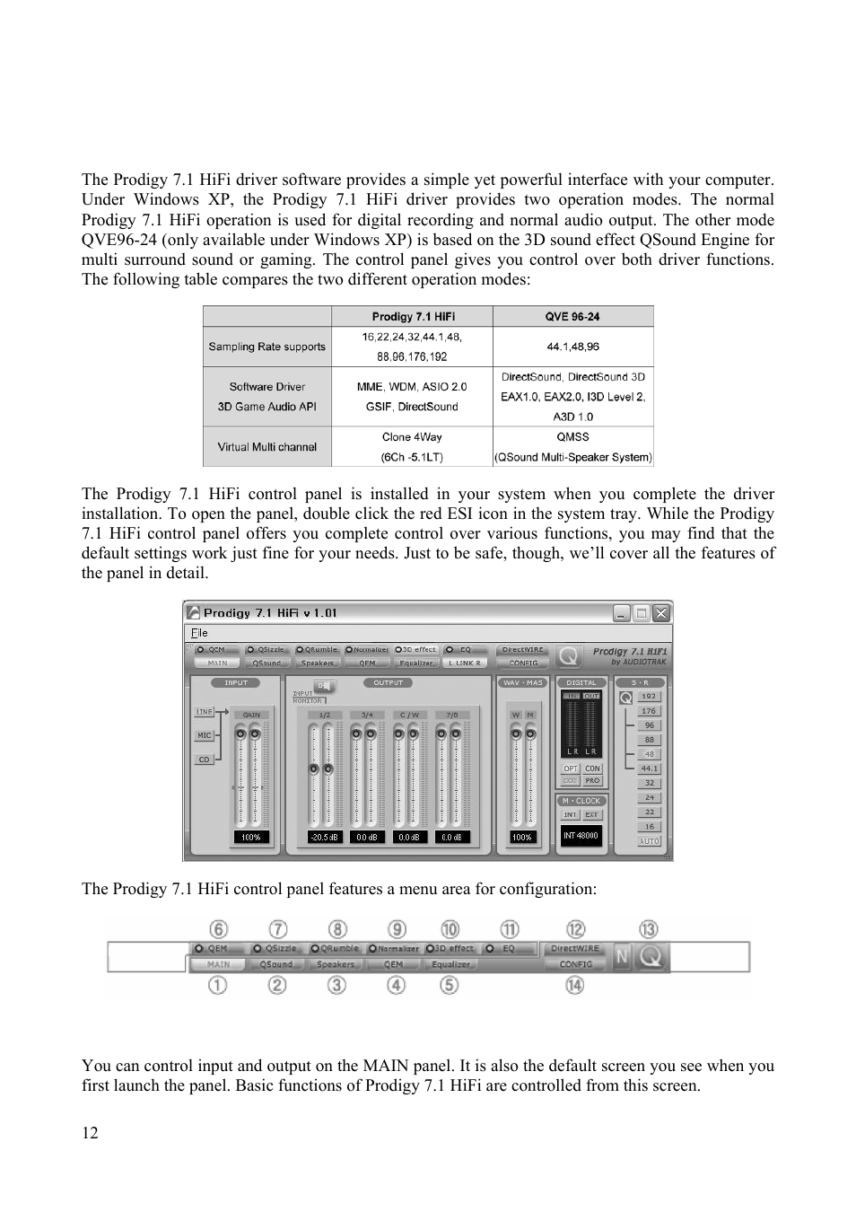 Prodigy 7.1 hifi control panel | ESI Prodigy 7.1 HiFi User Manual | Page 12 / 21
