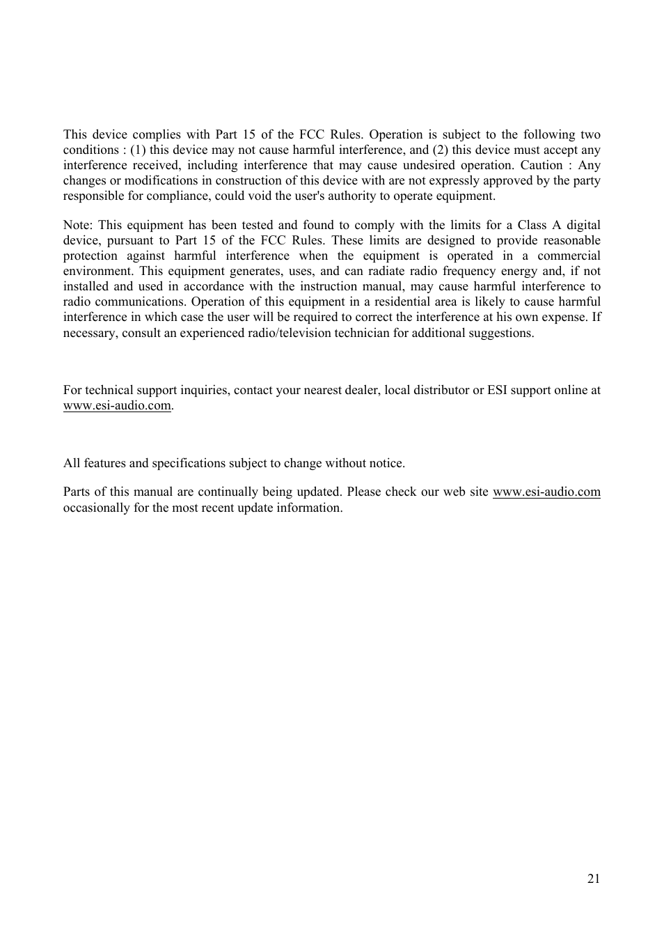 ESI Prodigy 7.1 HiFi User Manual | Page 21 / 21