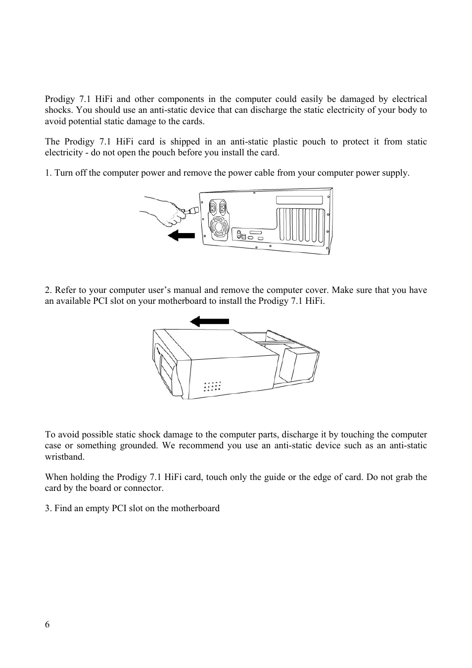 Hardware installation | ESI Prodigy 7.1 HiFi User Manual | Page 6 / 21