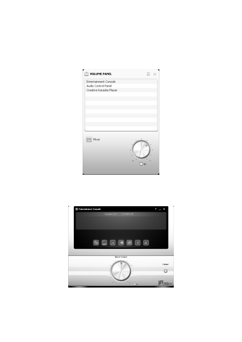 Functions of control panel software | ESI Prodigy X-Fi NRG User Manual | Page 11 / 20