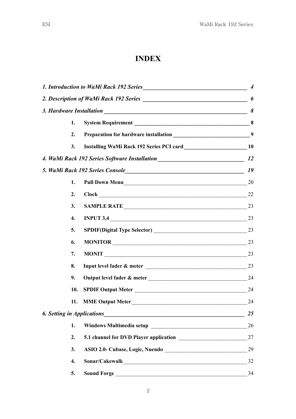 ESI WaMi Rack 192L User Manual | 43 pages