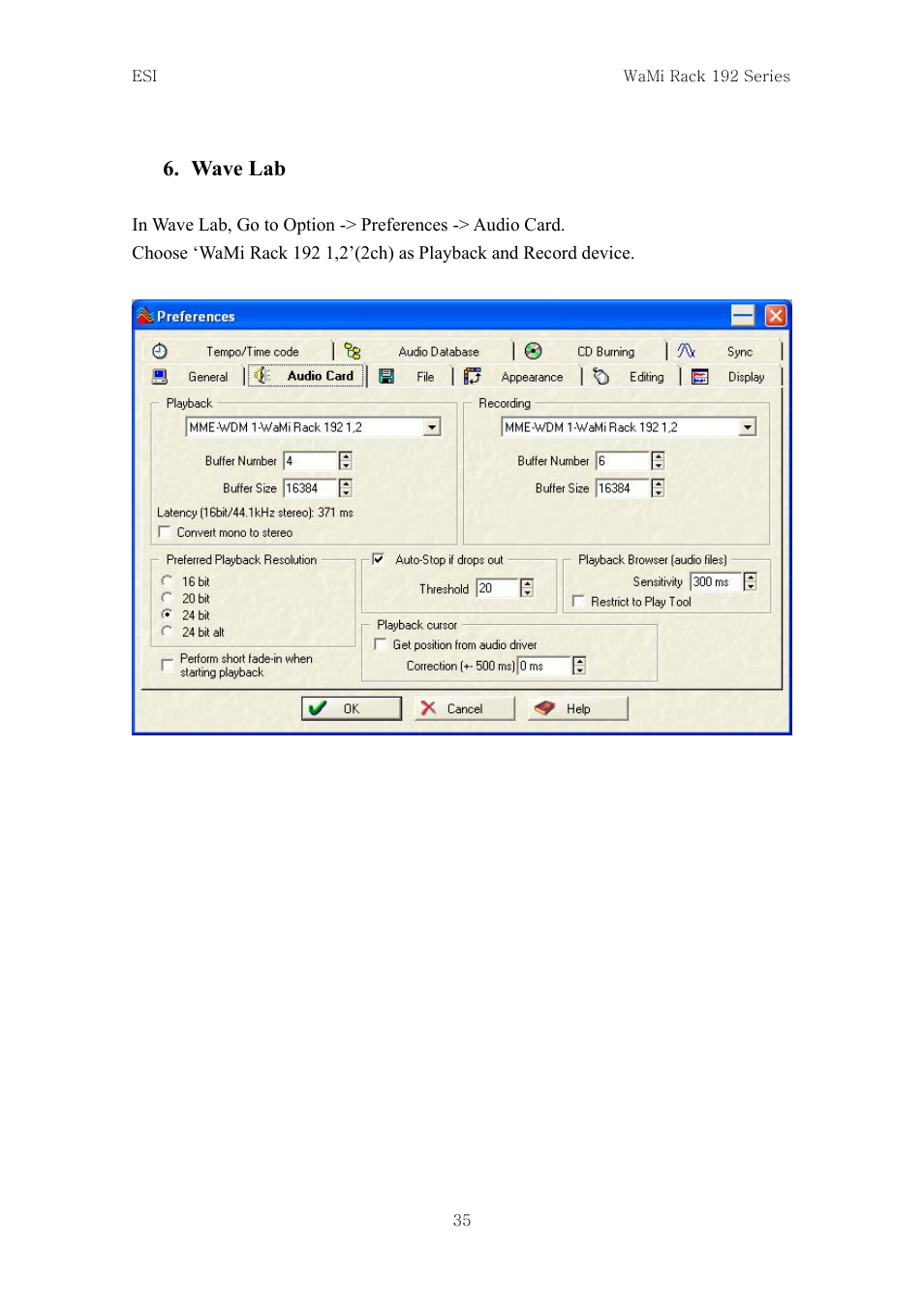 Wave lab | ESI WaMi Rack 192L User Manual | Page 34 / 43